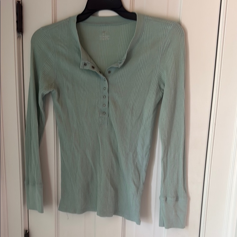 Aerie Green Fitted Polo Blouse